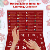 Advent Calendar 2024, 24 pcs Crystals and Healing Stones for Kids Adults Women Christmas Advent Calendars with Crystals Necklace and Bracelets Gemstones Learning Kit Xmas Gifts for Girls Boys