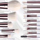 Travel Makeup Brush Set 14 Pcs Foundation Powder Concealers Eye Shadows Makeup Set with LED light Mirror