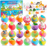 Bath Bombs Advent Calendar - 24 pieces - Kids with Surprise Toys Inside, Countdown Calendar Scented Bath Bombs with Land & Sea Animal Toys, Spa Birthday Christmas Gift for Children Boys Girls