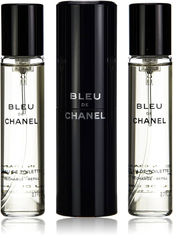 Bleu de Chanel Eau de Toilette Twist and Spray (3 x 0.7 oz Refills) Set