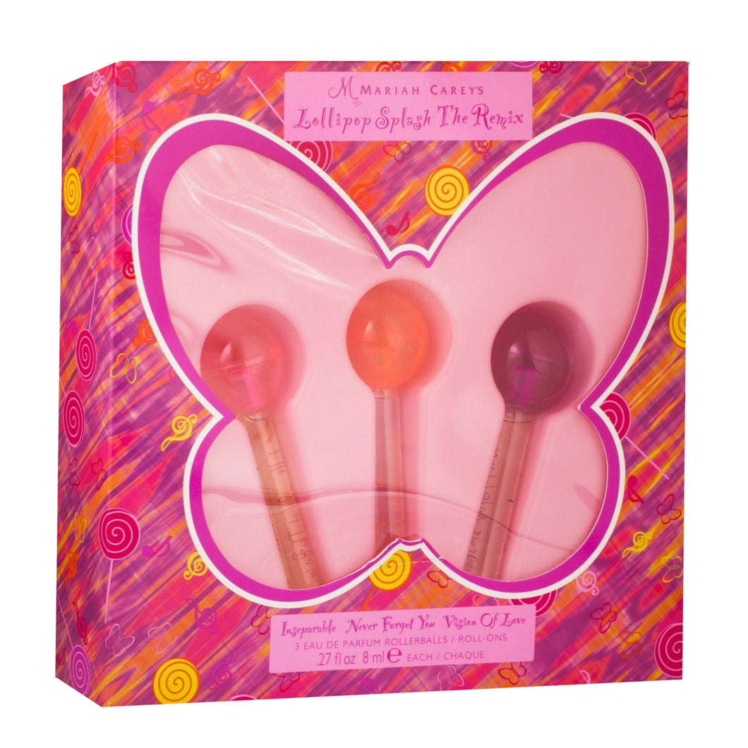 MARIAH CAREY LOLLIPOP 3 PCS ROLLERBALL SET: NEVER FORGET YOU 8 ML EAU DE PARFUM ROLLERBALL + INSEPARABLE 8 ML EAU DE PARFUM ROLLERBALL + VISION OF LOVE 8 ML EAU DE PARFUM ROLLERBALL