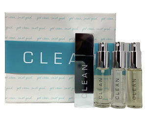 Clean Refillable Purse Set: Warm Cotton  .5 oz + Shower Fresh .5 oz + Ultimate .5 oz Eau De Parfum Spray