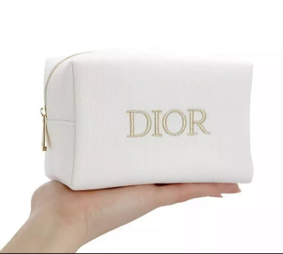 Dior Fabric Canvas Toiletry Bag Dopp Kit Pouch Makeup Travel case with Zipper