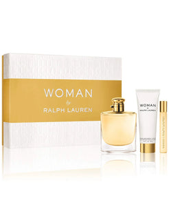 Ralph Lauren Woman by 3 Piece set by Ralph Lauren 3.4 oz Eau de Parfum Spray + 10 ml Rollerball +2.5 oz Body Lotion