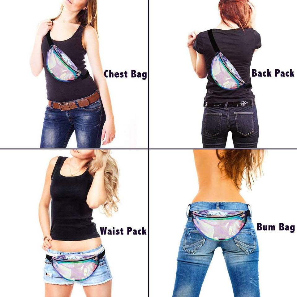 Clear Holographic Fanny Pack-Iridescent Fanny Pack Women, Rave Festival Waist Pack