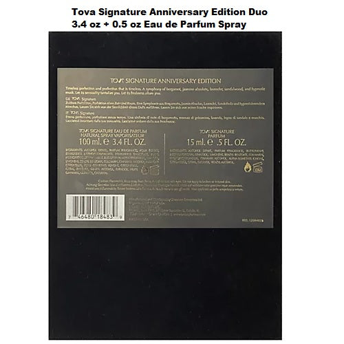 TOVA Beverly Hills Signature Anniversary Collection 2 Piece Set 3.4 oz + 0.5 oz Eau De Parfum Spray for Women